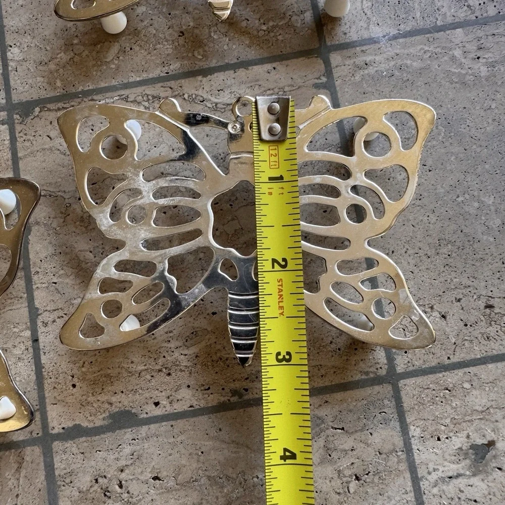 Leonard Trivet Set Butterfly SilverPlated Hot Plate Coasters Vintage Cottagecore - Picture 7 of 11